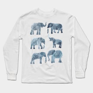 Watercolor Elephants - Gray Long Sleeve T-Shirt